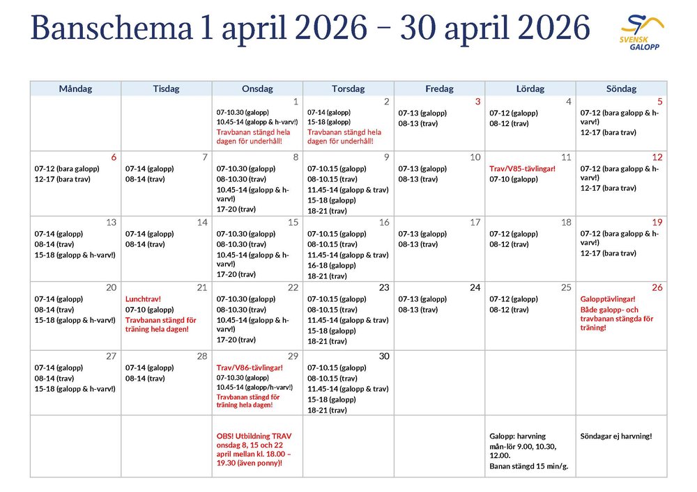 Banschema april 2026
