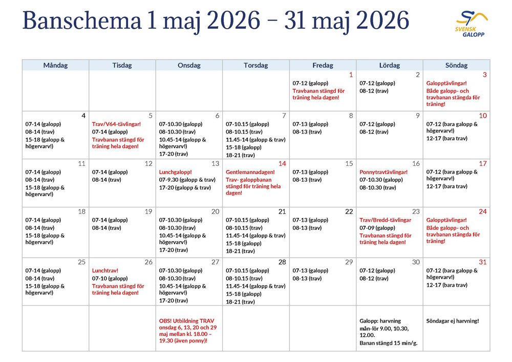 Banschema maj 2026