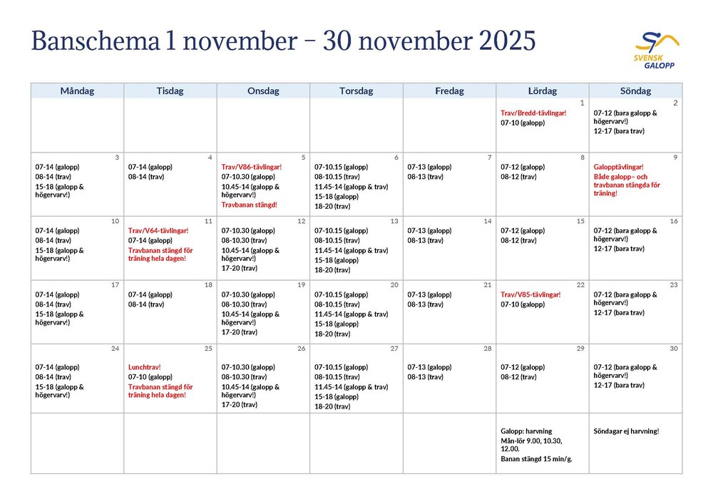 Banschema november 2025