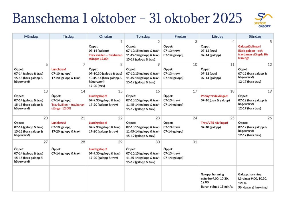 Banschema oktober 2025