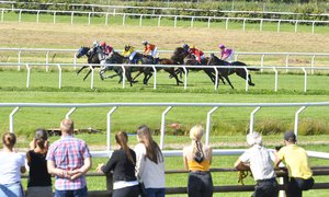 Publik framför galopphästar på Göteborg Galopp2.jpg