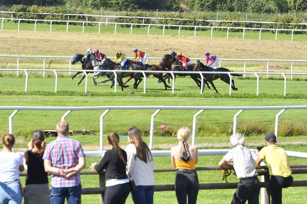 Publik framför galopphästar på Göteborg Galopp2.jpg