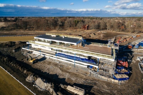 flygbild över läktarbyggnaden bro park